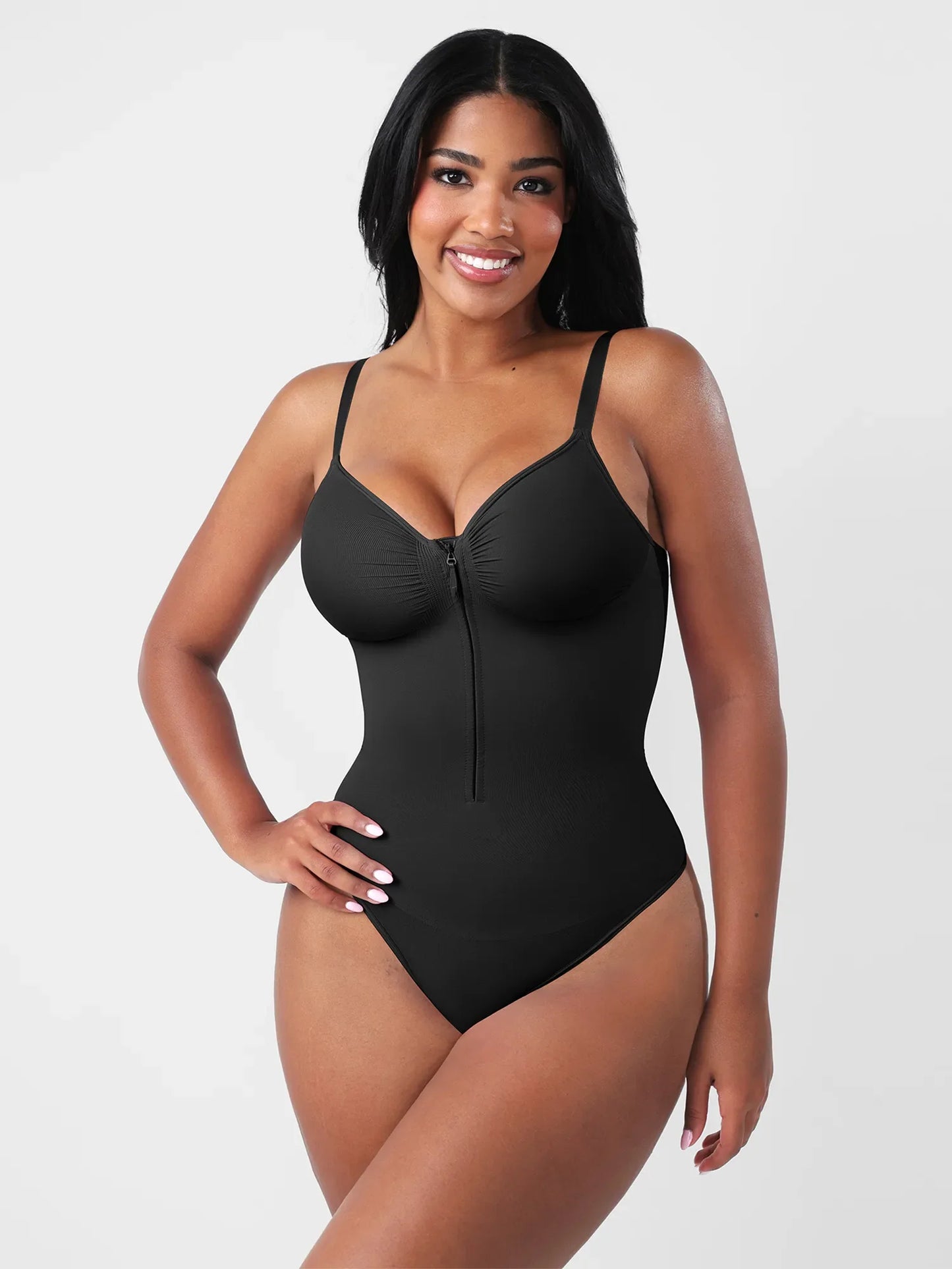 Feelingirl Seamless Tummy Control Zipper Sculpt and Support Bodysuit