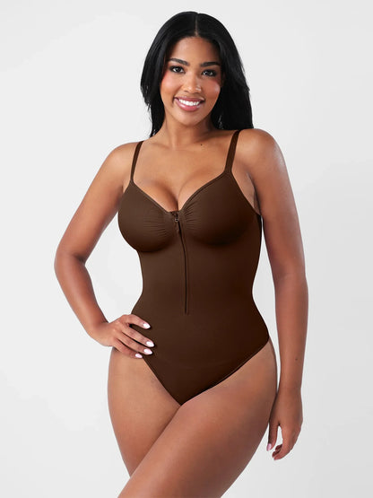 Feelingirl Seamless Tummy Control Zipper Sculpt and Support Bodysuit