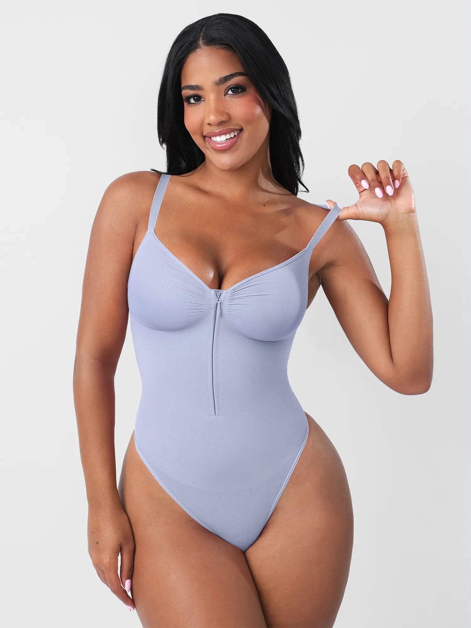 Feelingirl Seamless Tummy Control Zipper Sculpt and Support Bodysuit