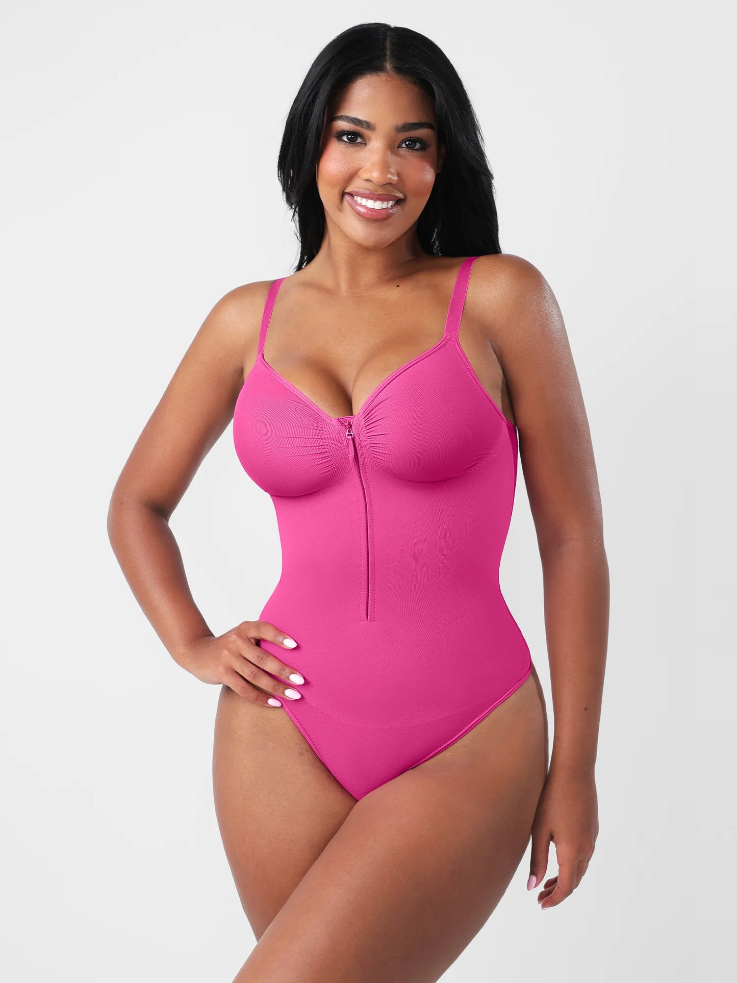 Feelingirl Seamless Tummy Control Zipper Sculpt and Support Bodysuit