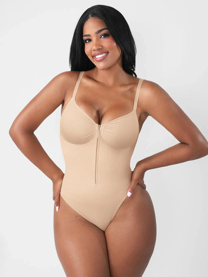 Feelingirl Seamless Tummy Control Zipper Sculpt and Support Bodysuit