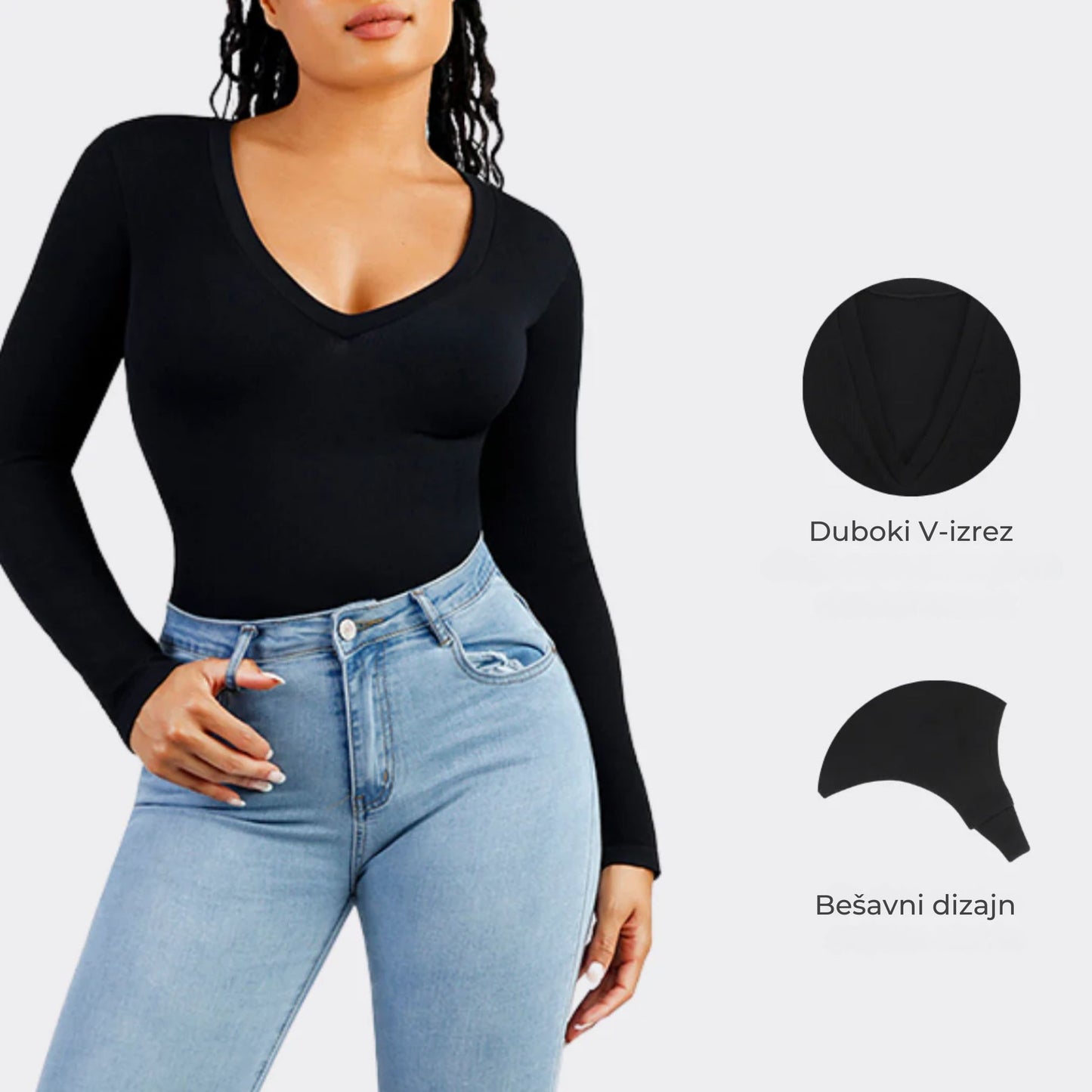 Emma V-Izrez Bodi sa Kontrolom Struka