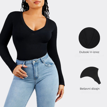 Emma V-Izrez Bodi sa Kontrolom Struka